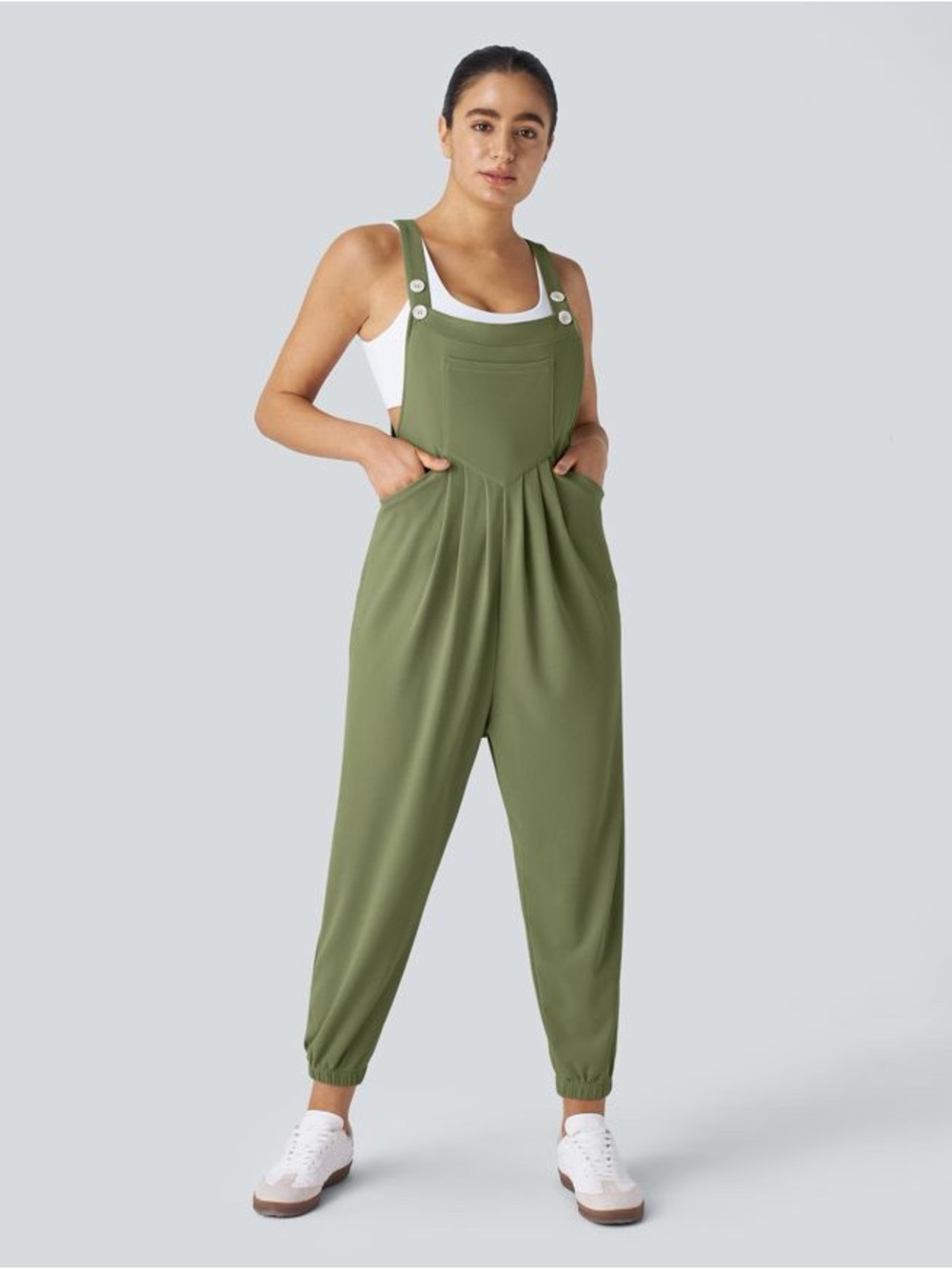 HALARA Loden Green Relaxed Bib Jumpsuit